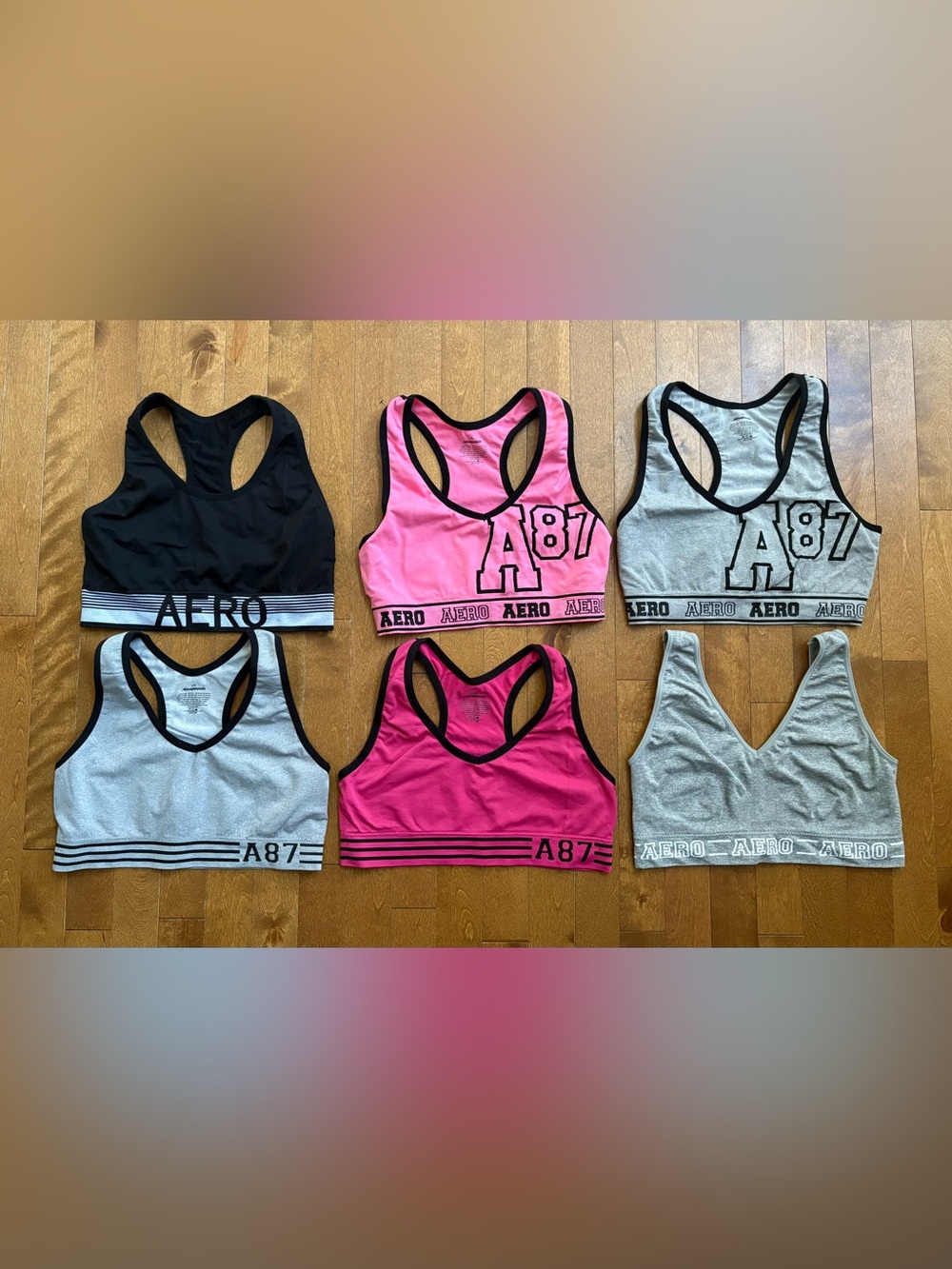 Lot of 6 Aéropostale Seamless Racerback Sports Bras & Bralettes – Women's Large